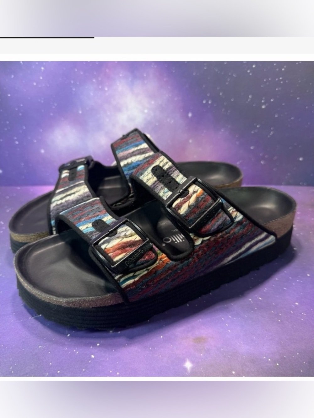 Birkenstock Papillio Multicolor Woven Two-Strap Arizona Slides